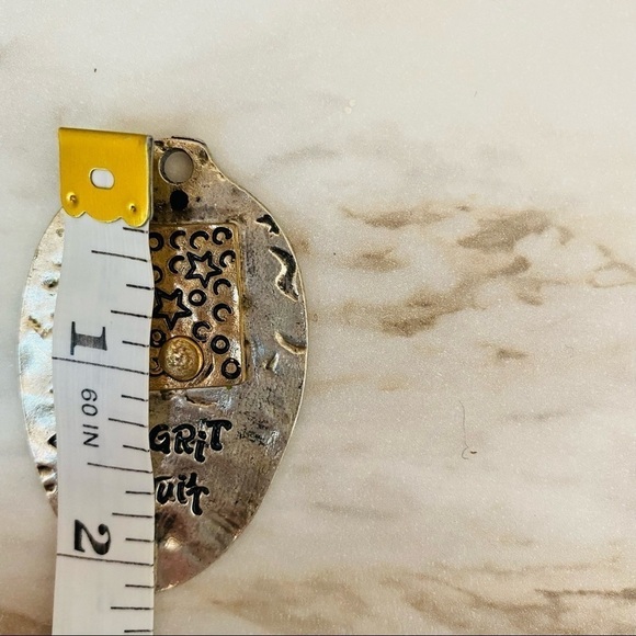 All Grit No Quit Silver Spoon Pendant Stars Gold Hammered Vintage Silverware - Picture 4 of 4